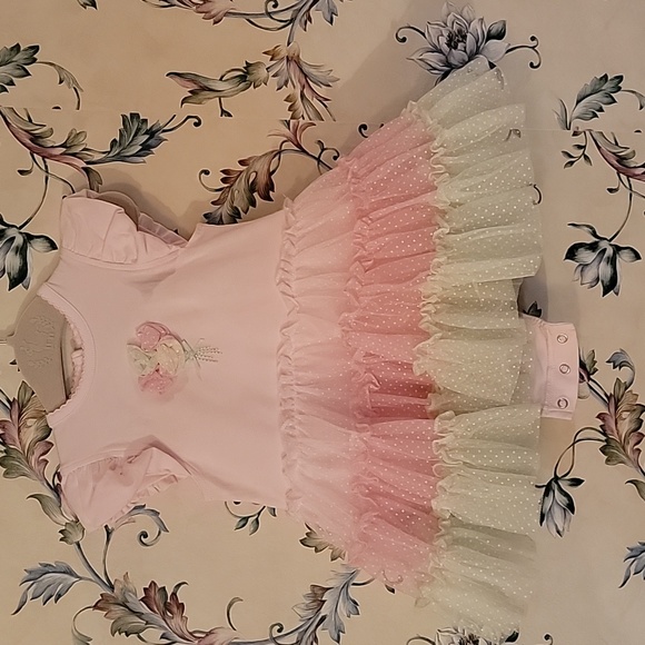 Little Me Adorable Dress Pink with Tulle Skirt Size 9M EUC - Picture 1 of 6